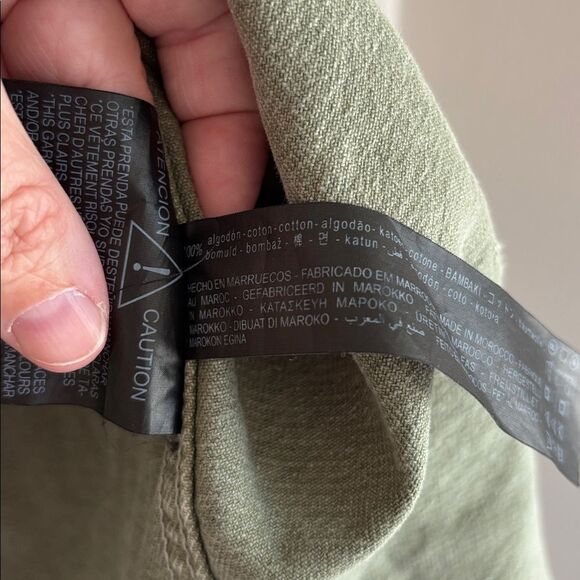 Zara Distressed heavy Jean Khaki Green Shirt Jacket Shacket men’s medium EUC! - Picture 8 of 9